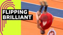 Saraboyukov shows off gymnastics skills during long jump win