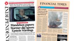 The Papers: 'Starmer did ignore Epstein warnings' and 'Record oil release'