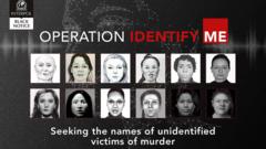 Os rostos de 12 das mulheres não identificadas