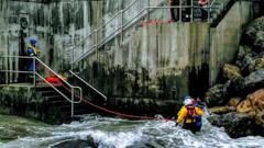 Stranded walkers rescued from rough sea