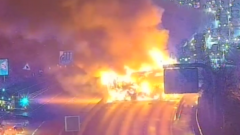 M25 and M26 closures as fire engulfs Tesco lorry