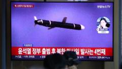 Một vụ phóng tên lửa trước đây của Bắc Hàn được tường thuật trên truyền hình ở Seoul