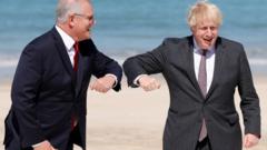 Scott Morrison and Boris Johnson