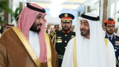 File photo showing Saudi Crown Prince Mohammed bin Salman and Abu Dhabi Crown Prince Mohammed bin Zayed, in Abu Dhabi, UAE (27 November 2019)