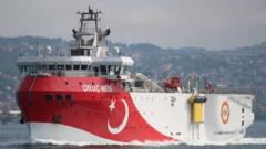 Turkish seismic research vessel Oruc Reis sails in the Bosphorus in Istanbul, Turkey, October 3, 2018