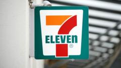 The logo of a 7-Eleven store.
