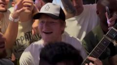 Ed Sheeran and footballers celebrate promotion