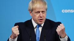 Newly elected British Prime Minister Boris Johnson speaks during the Conservative Leadership announcement at the QEII Centre on July 23, 2019 in London,