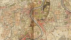 Bird's-eye view of London seen in 280-year-old map