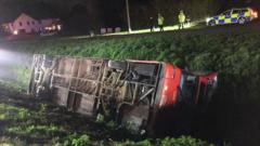 Six children rescued after bus crashes into ditch