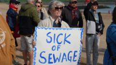 Protesters criticise beach's water pollution