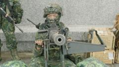Taiwanese soldier during military drills