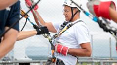 Heart attack survivor abseils from hospital roof