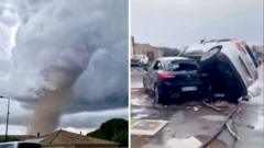 Moment tornado tears through southern France