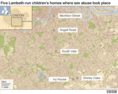 Five Lambeth-run children's homes where sex abuse took place