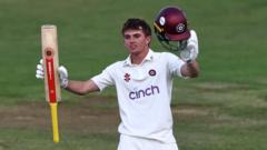 Sales century puts Northants on top against Leics