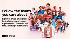 A graphic showing players from all 20 Premier League clubs with the text: "Follow the teams you care about. Sign in or create an account for the latest news, insight, expert opinion, fan views and stats, and to get notifications."