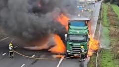 Drivers asked to stay in cars as fire closes M5