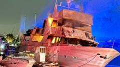 Luxury yacht sinks after catching fire in California