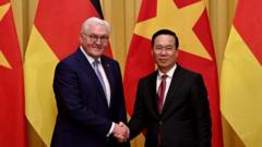 Thủ tướng Đức Frank-Walter Steinmeier và Chủ tịch Việt Nam Võ Văn Thưởng tại Hà Nội ngày 23/1/2024