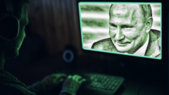 Hacker looks at picture of Putin
