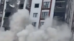 Recently built block collapses in Turkey