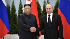 Mr Putin and Mr Kim meeting in 2019