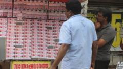 Man selling lottery tickets in the city of Thiruvananthapuram (Trivandrum), Kerala, India.