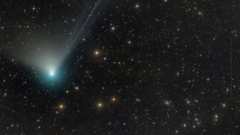 The image shows the green comet captured from a cabin near Yosemite National Park in California