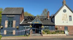 Man arrested on suspicion of arson after fire at pub