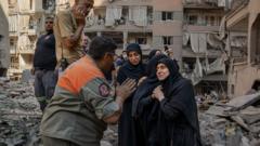 Rescue workers search for signs of missing under rubble