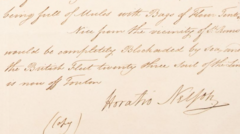 Admiral Nelson letter sold at Charlie Watts auction
