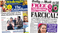 The Papers: 'Heathrow's day of chaos' and 'Kate's year of courage'