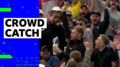 ‘An absolute stunner!’ Fan takes brilliant one-handed catch from Wood six