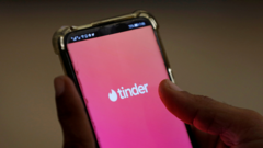A mobile phone screen with the Tinder logo