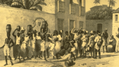 Escravos urbanos coletando água no Brasil da década de 1830