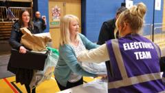 Ballots arrive at the counting centre during the Stoke On Trent Election Count And Declaration on 4 May 2023 in Stoke on Trent, England