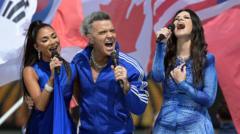 Robbie Williams, Tom Cruise and Jennifer Hudson among stars at World Cup closing ceremony