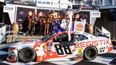 Nascar driver breaks collarbone celebrating win