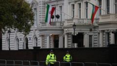 Four taken to hospital after Iranian embassy protest
