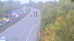 Traffic at standstill on the M1 after car fire