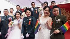 台湾军方联合婚礼首次有同性婚姻伴侣参加（Credit: Reuters）