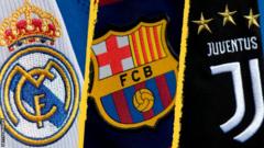 Real Madrid, Barcelona and Juventus club badges