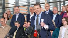 Ap Iorwerth gives speech on the Senedd steps