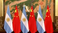 Bandeiras da Argentina e China