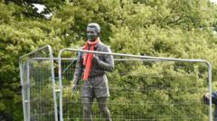 Fenced-off Brian Clough statue sent for repairs