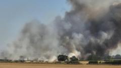 Major field fire at Scarcliffe on Notts-Derbyshire border