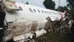 Plane fuselage wreckage