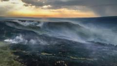 Crews continue to tackle moorland wildfire