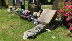 Man charged after gravestones smashed and crucifix set on fire
